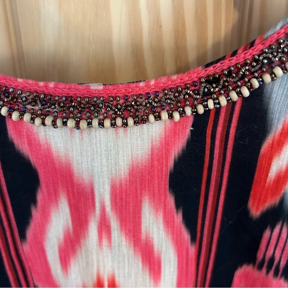 Bella Tu Ikat Print Hand Beaded Dress. Size Large. - Picture 6 of 11